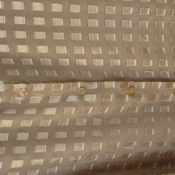 VTG Joanna Gold Geometric Sheer Button Down Long Sleeve Holiday Shirt - Picture 4 of 7